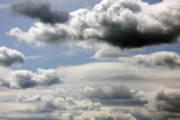 Dark clouds in a blue sky