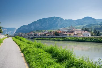 Zelfklevend Fotobehang Via Claudia Augusta cycle path at San Michele  all'Adige © ttinu