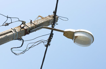 Electric streetlight in the streets of Romania