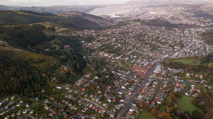 Dunedin City Sunrise view from Drone