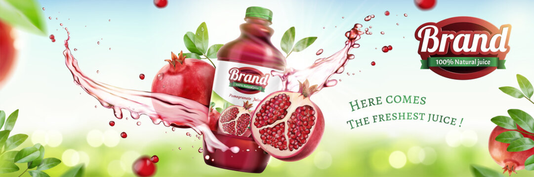 Pomegranates bottled juice ads