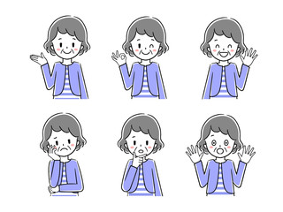 高齢女性　ジェスチャー　セット