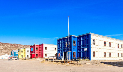 Typical arctic street with block of living houses in tundra, Kan © vadim.nefedov