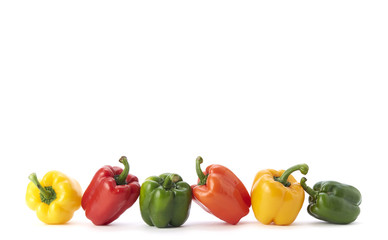 Colorful bell pepper vegetable on white background