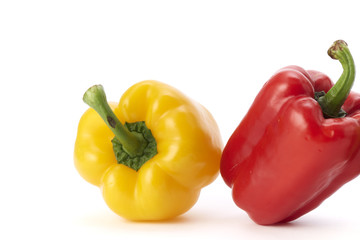 Colorful bell pepper vegetable on white background