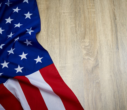 American flag wooden background