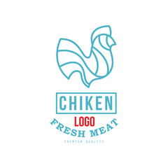 Fototapeta na wymiar Chicken logo, fresh meat premium quality, badge design for farm natural organic products food, packaging, shop, restaurant, grill, BBQ vector Illustration