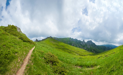 Naklejka na ściany i meble Panoramic view of Mount Ciucas on summer