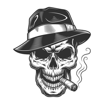 Vintage skull gangster concept