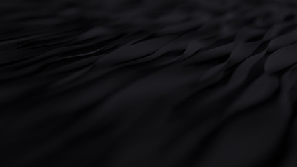 Abstract black wave background. Dark organic smooth line.