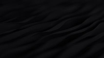 Abstract black wave background. Dark organic smooth line.
