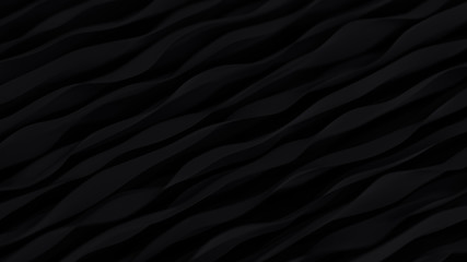 Abstract black wave background. Dark organic smooth line.
