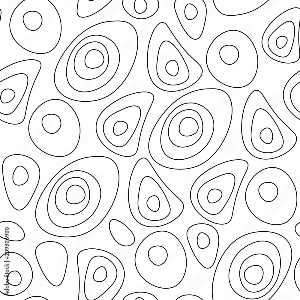 Leinwandbilder Organic abstract shapes vector seamless pattern. Modern simple background with hand drawn rounded shapes.