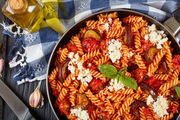 Vegetarian Italian Pasta fusilli alla Norma