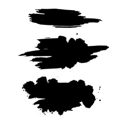 Grunge ink brush strokes. Freehand black brushes. Handdrawn dry brush black smears. Modern vector illustration.