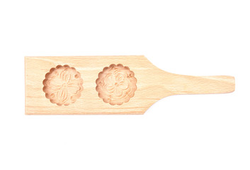 Wooden mooncake mold isolated on white background  