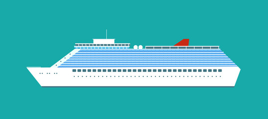 Luxury cruise ship isolated. Vector flat style illustration