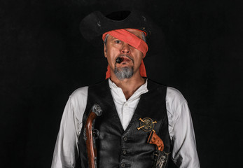 portrait of a pirate with a gun