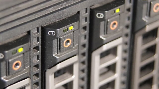 Blinking lights on a computer server