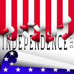 U.S. flag. Background on July 4. Lettering-independence day.