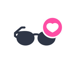 Glasses icon, Tools and utensils icon with heart sign. Glasses icon and favorite, like, love, care symbol