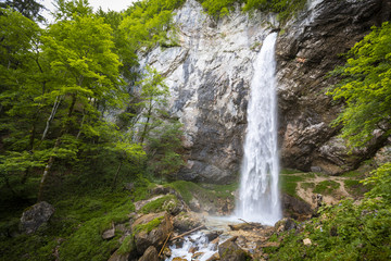 Fototapeta na wymiar giant big waterfall called Wildensteiner waterfall in austria