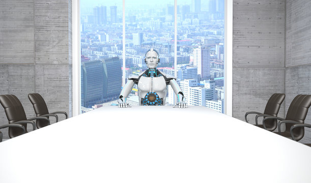White Robot Boss Conference Room