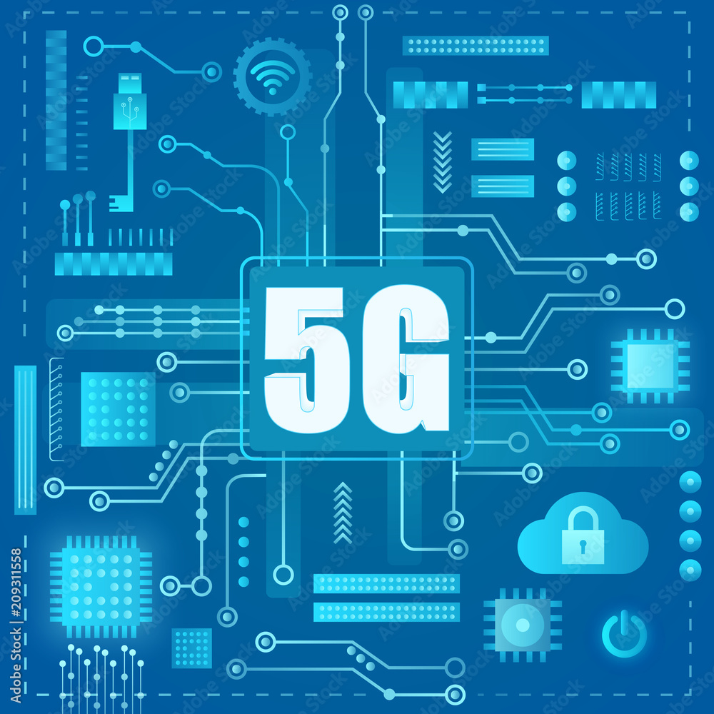 Poster 5g Internet connection. Abstract modern gradient light style concept.