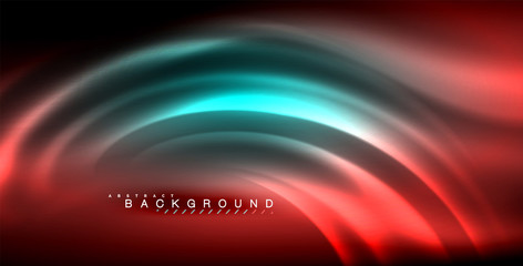 Neon glowing wave, magic energy and light motion background