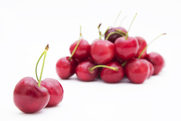 isolated cherries in white background