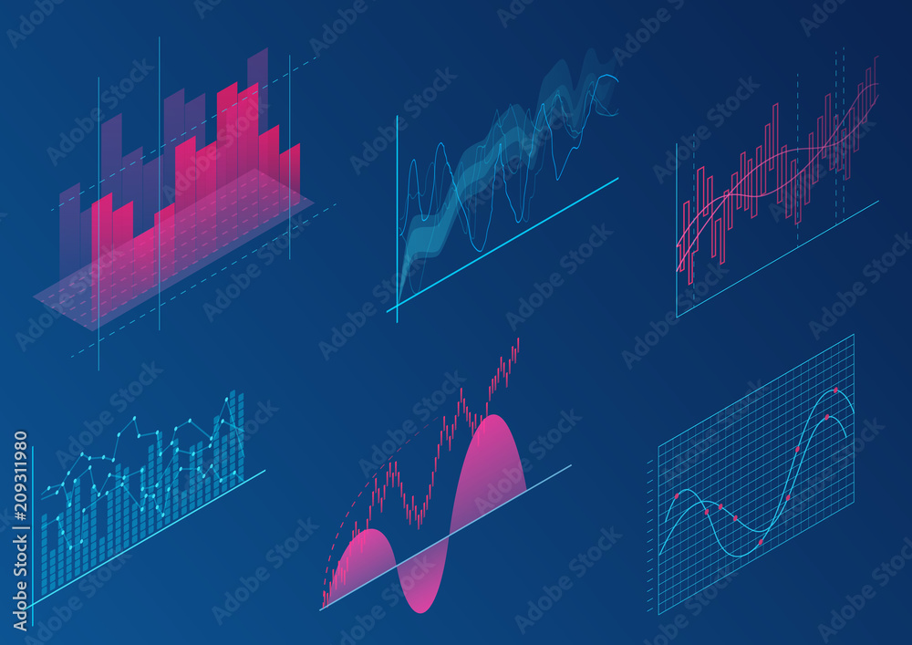 Poster bright modern gradient color infographic vector elements. 3d isometric design for promotion, present