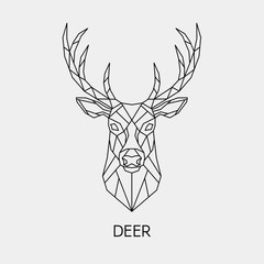 Obraz premium Streszczenie wielokątne głowy jelenia. Geometryczne zwierzę liniowe. Wektor.