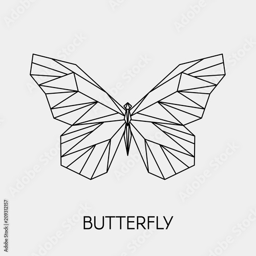 "Abstract polygonal butterfly. Geometric linear animal. Vector ...