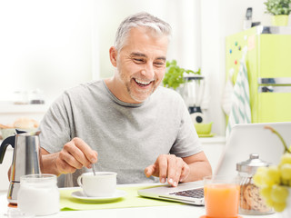 Relaxing breakfast at home