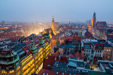 Obraz premium Night view of Wroclaw. Wroclaw is the largest city in western Poland and historical capital of Silesia