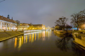 Night view of Wroclaw. Wroclaw is the largest city in western Poland and historical capital of Silesia
