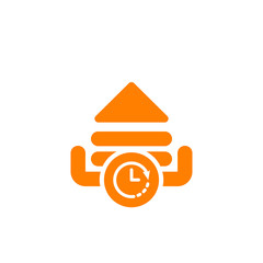 Fototapeta premium Upload icon, arrows icon with clock sign. Upload icon and countdown, deadline, schedule, planning symbol