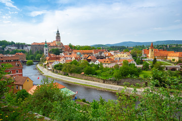 Fototapeta na wymiar Cesky Krumlov city skyline in Cesky Krumlov, Czech Republic