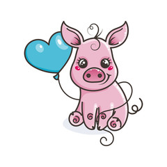 Fototapeta na wymiar Cute cartoon baby pig