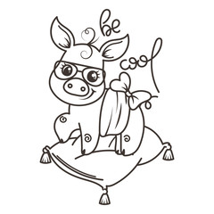 Cute cartoon baby pig in a cool sunglasses