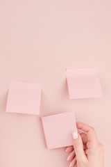 Woman hands with paper stickers