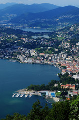 Switzerland: View from Mount Bré to the city of Lugano