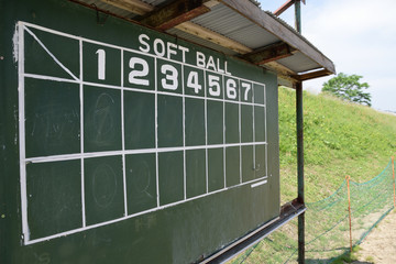 Old scoreboard. Softball,baseball,ballgame,
