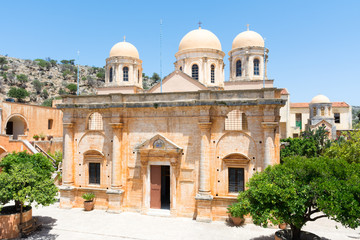 The main building of the Holy Trinity monastery in Crete