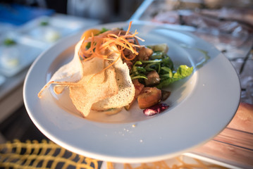 A salad from fish with vegetables