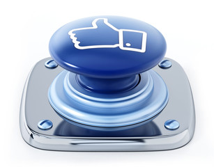 Social media like icon button isolated on white background. 3D illustration