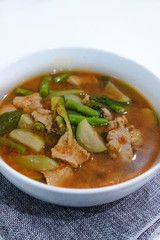 Hot Spicy curry with pork in white blow