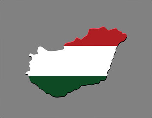Fototapeta premium Hungary country vector illustration with the hungarian flag - on grey background