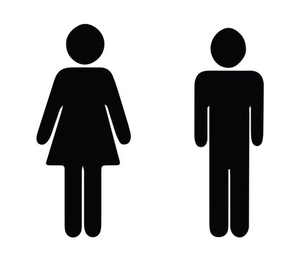 black silhouette man and woman vector - wc toilet icons - isolated on white background