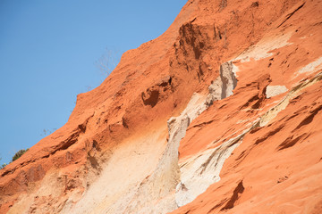Fototapeta na wymiar red sand texture with blue sky